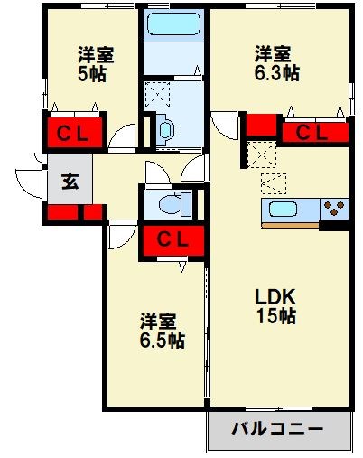 オリーブ学研台A棟 間取り