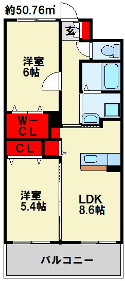 グランエスパシオ浅野 ウォークインクローゼットも搭載の収納が多いお部屋です。