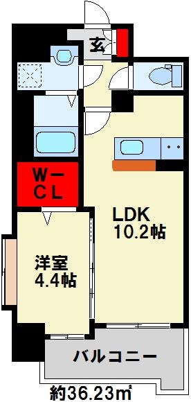 ニューサンリバー15番館  カウンターキッチンとウォークインクローゼットのお部屋です。
