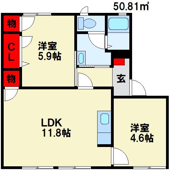 カレッジヒルズ B棟 間取り