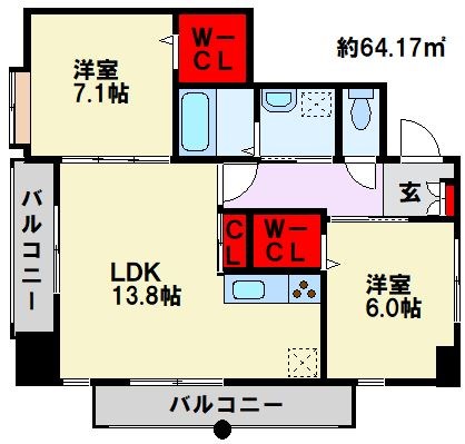 ダ・ヴィンチ 角部屋の2面バルコニーです。
