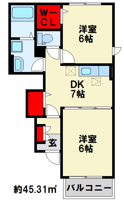エール湯川　Ｂ棟  1LDKとしても使える人気の間取りです。