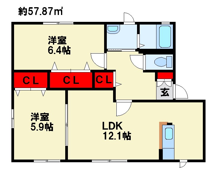 咲ら小路Ⅱ　D棟 ※間取りは反転画像です。