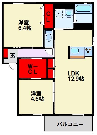 シャーメゾン茶屋の原Ⅰ A棟 間取り