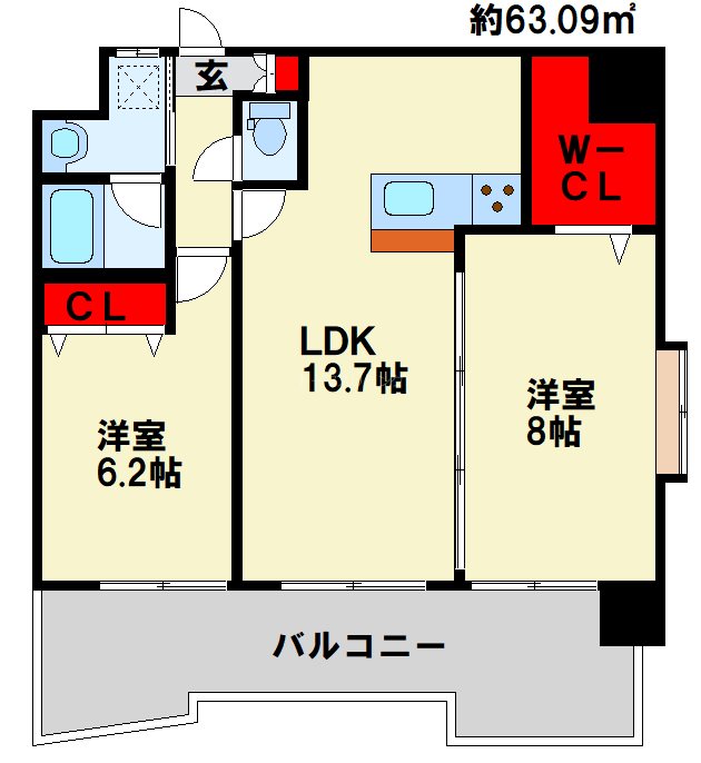 サンシャインプリンセス北九州 リビングが中央にある使い易い間取り図です！
