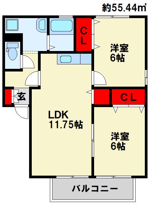 サニーフラット若園　B棟 2LDK