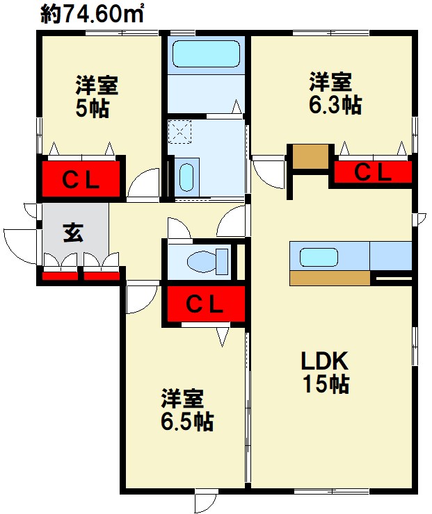 オリーブ学研台B棟 間取り