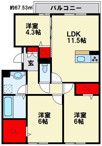 グリーンフォレスト中原  間取り
