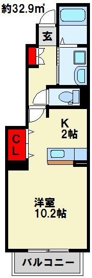 グランディールⅠ番館 人気のカウンターキッチンです。　　間取りは反転画像になります。