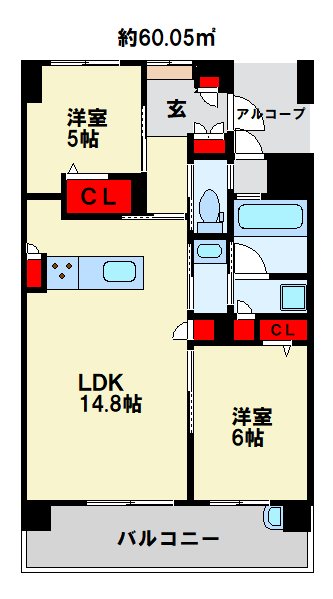 リヴィエールベイステーション小倉 間取り