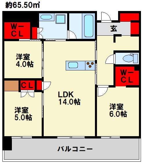 ザ・サンパーク小倉駅タワーレジデンス 間取り