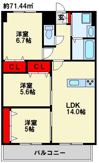 福岡県北九州市小倉北区足原１丁目 間取り