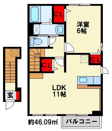 アルカンシエル・Y　A棟 寝室独立型の間取りです。