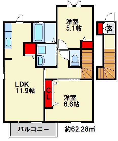 エーアスト湯川　B棟 間取り