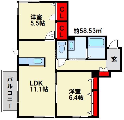 シャーメゾン境川 間取り