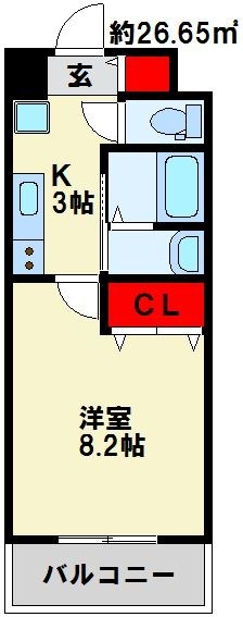 レジデンシャル HHA DAIMON 広めの1Kです。