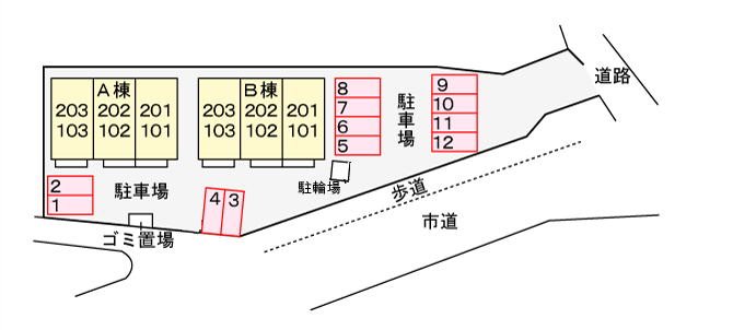プラティークA 駐車場配置図