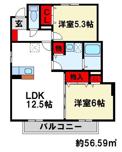 パークハイム水城B 間取り図