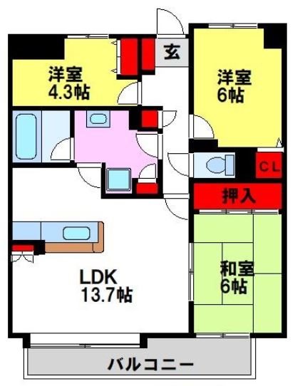 清喜スカイマンション二日市 間取り　※現状優先