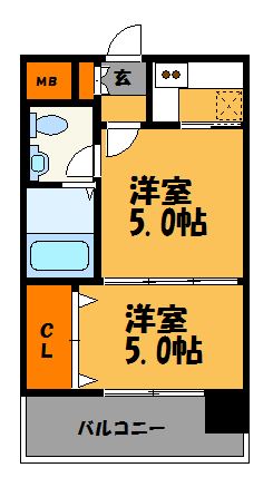 福岡県福岡市中央区高砂２丁目 反転間取り