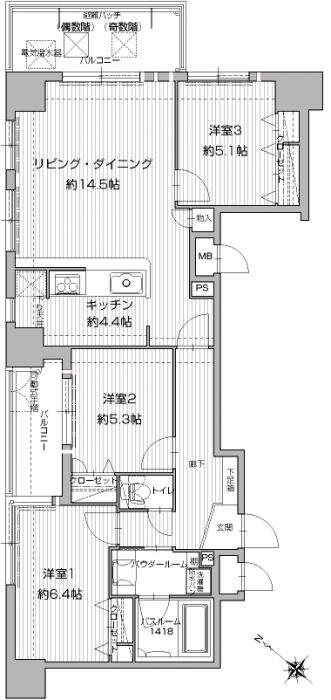 アクタス渡辺通パークシティ 間取り
