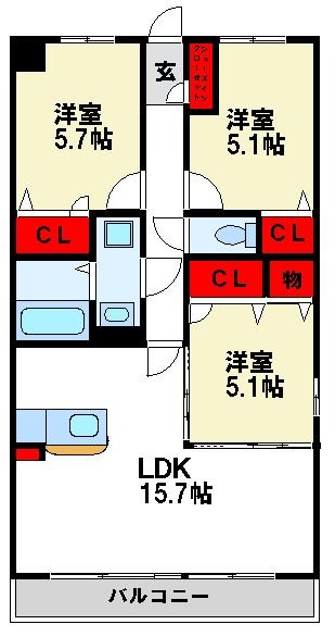 ハッピネス若葉台Ⅱ 間取り　※現状優先