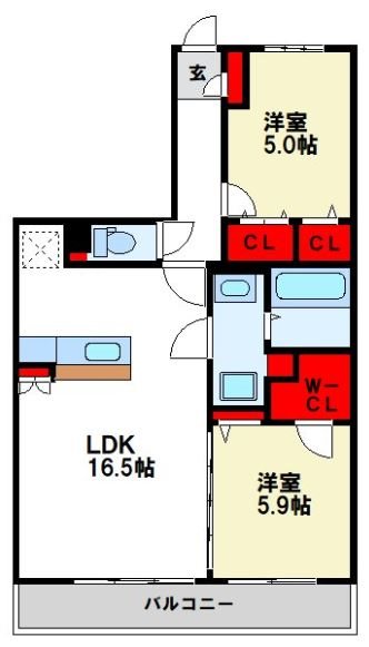 ハッピネス若葉台Ⅱ 間取り　※現状優先