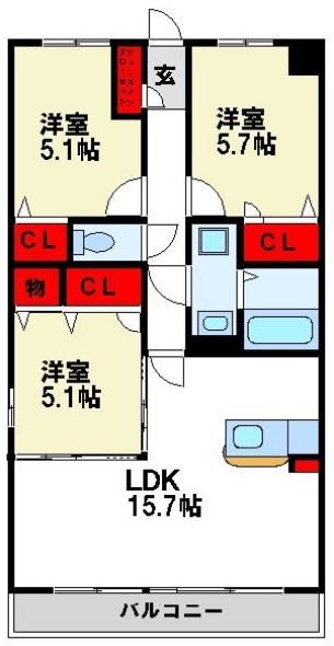 ハッピネス若葉台Ⅱ 間取り　※現状優先