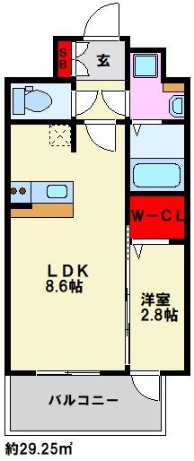 グランフォーレ大橋プレミア 間取り　※反転タイプ　