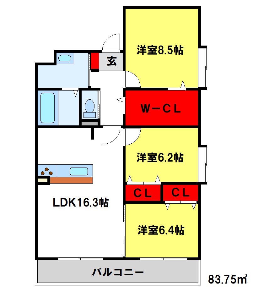 コンフォート筑紫 間取り図※反転