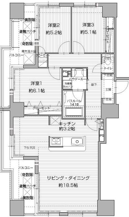 アクタス渡辺通パークシティ 間取り