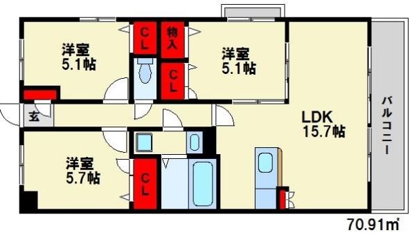 ソシアⅢ 間取り　※現状優先