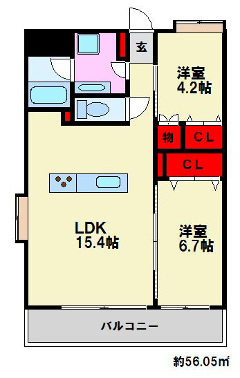 アイリーフ大楠 間取図　※反転タイプ