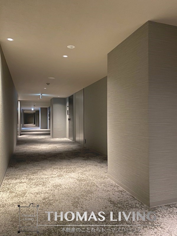 RJRプレシア天神サウス 屋根付き内廊下と絨毯張りでホテルの様な共用廊下です。